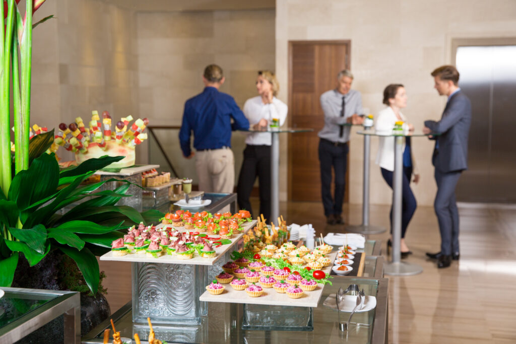 view of canapes and tartlets on buffet table